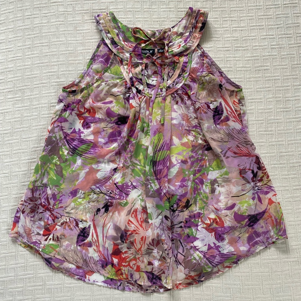 Allen B. Schwartz Y2K floral sheer top.